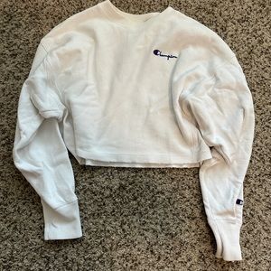 Champion White Cropped Sweatshirt M
